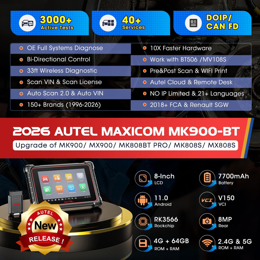 Autel MK900BT with V150 Bluetooth enables flexible diagnostics anywhere near the vehicle