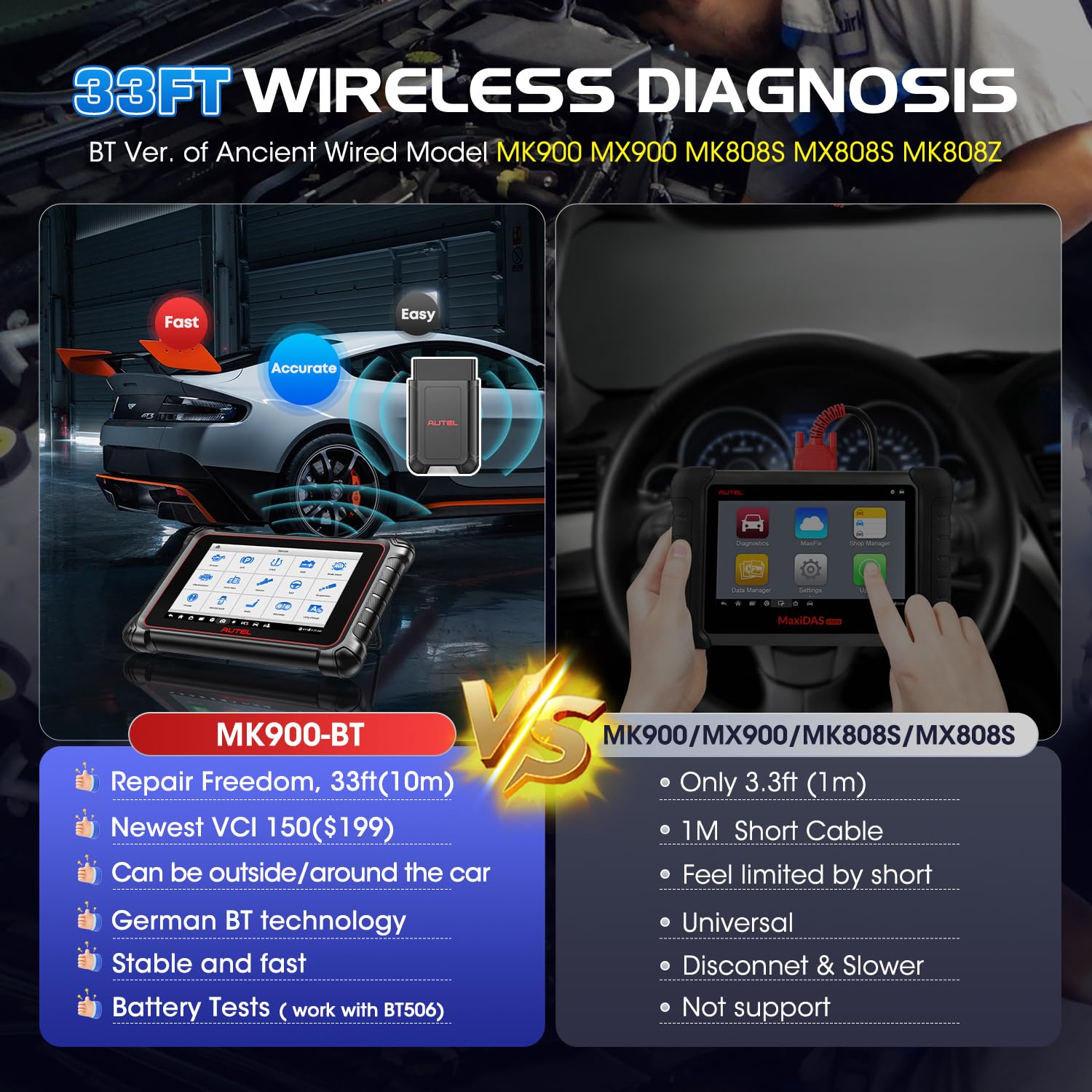 Autel MK900BT Wi-Fi printing enables on-site reporting