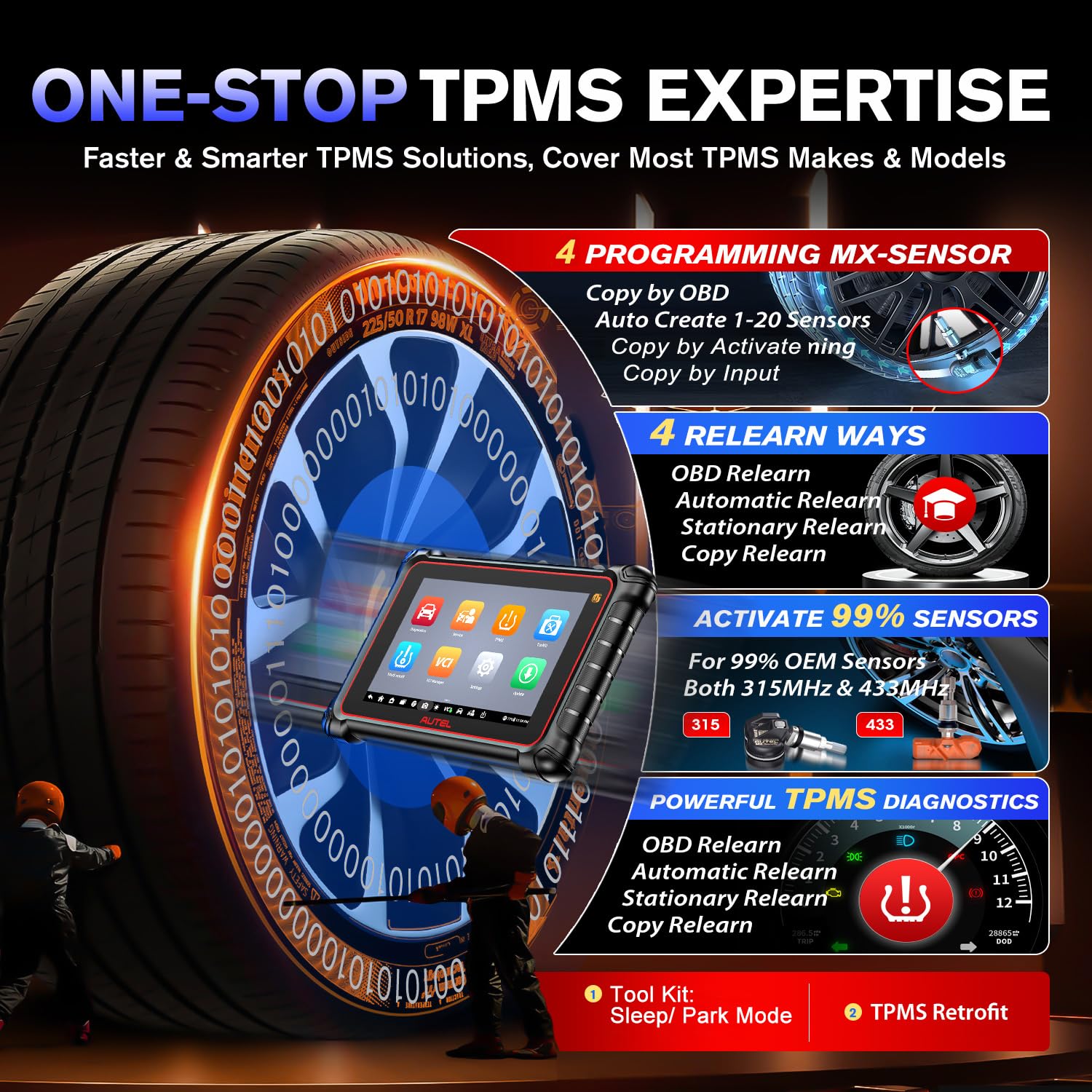 Autel MK900TS full-system diagnostic with real-time data.