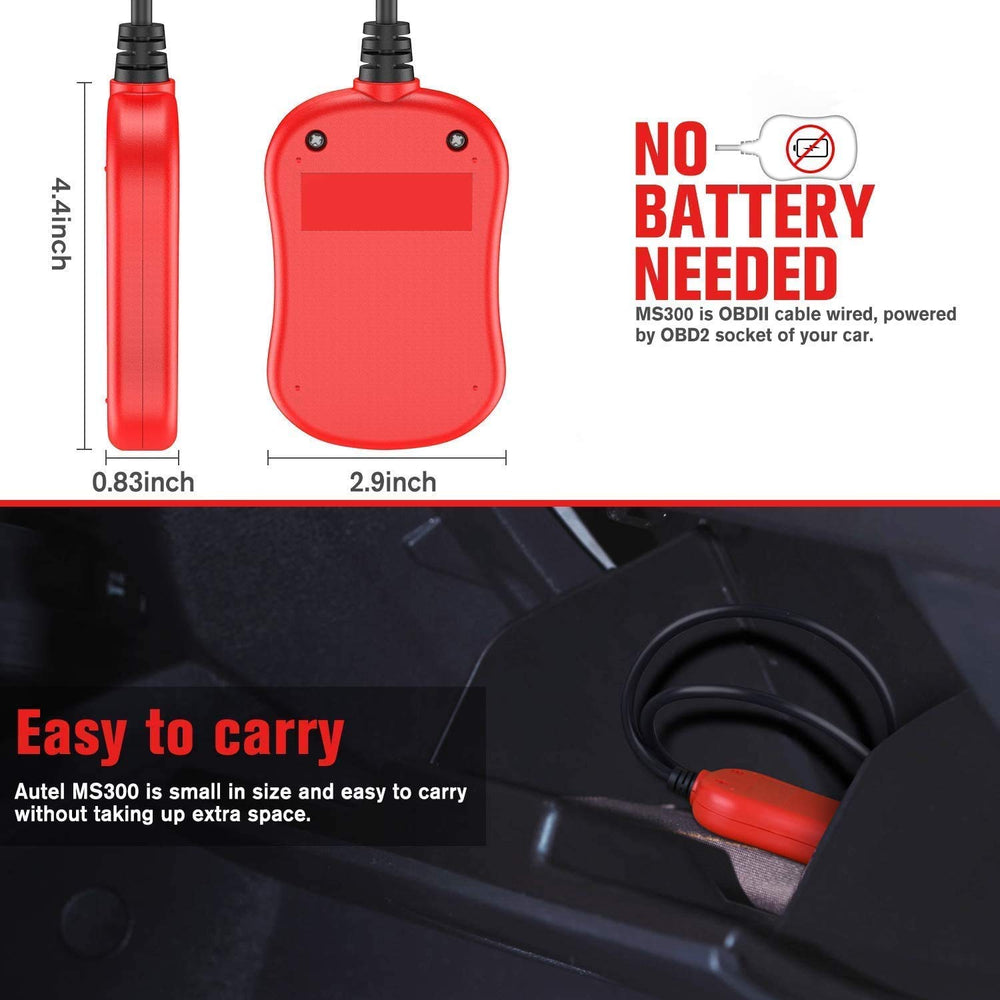 Autel MS300 compact handheld unit fits in a glove box.
