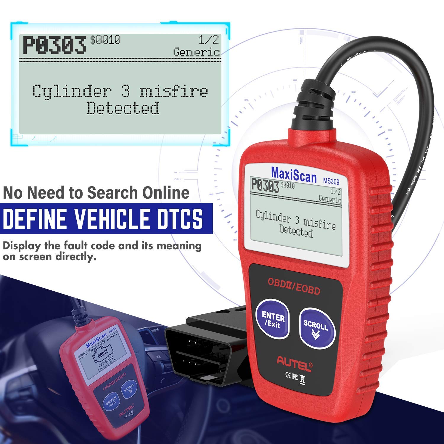 Autel MS309 freeze frame data capture aids accurate diagnostics.