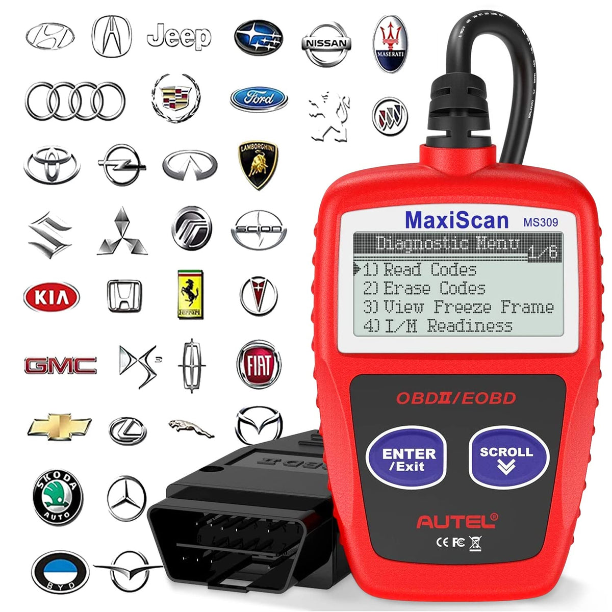 Autel MS309 OBD2 scanner front view for quick diagnostics.