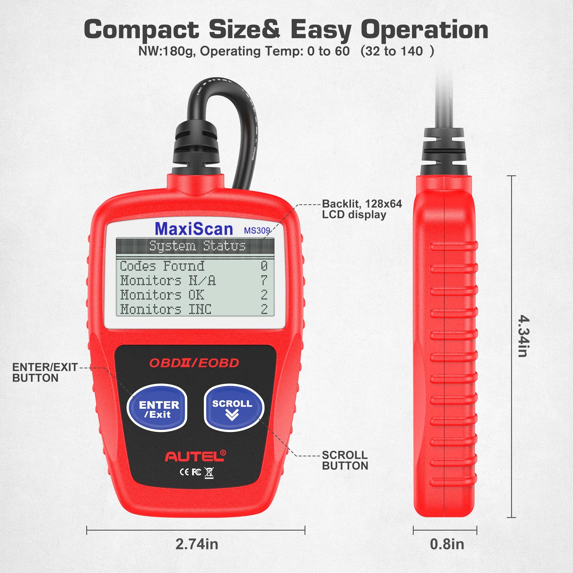 Autel MS309 packaging includes manual and PDF guide.