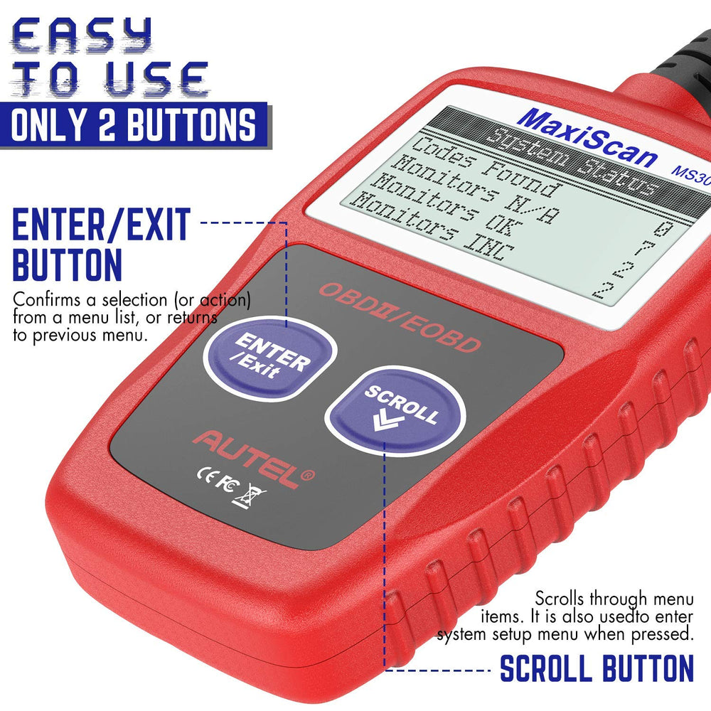 Autel MS309 VIN and calibration info readout for used car checks.