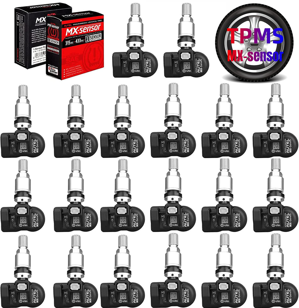 Autel MX-Sensor packaging for a 20-piece metal stem TPMS kit.