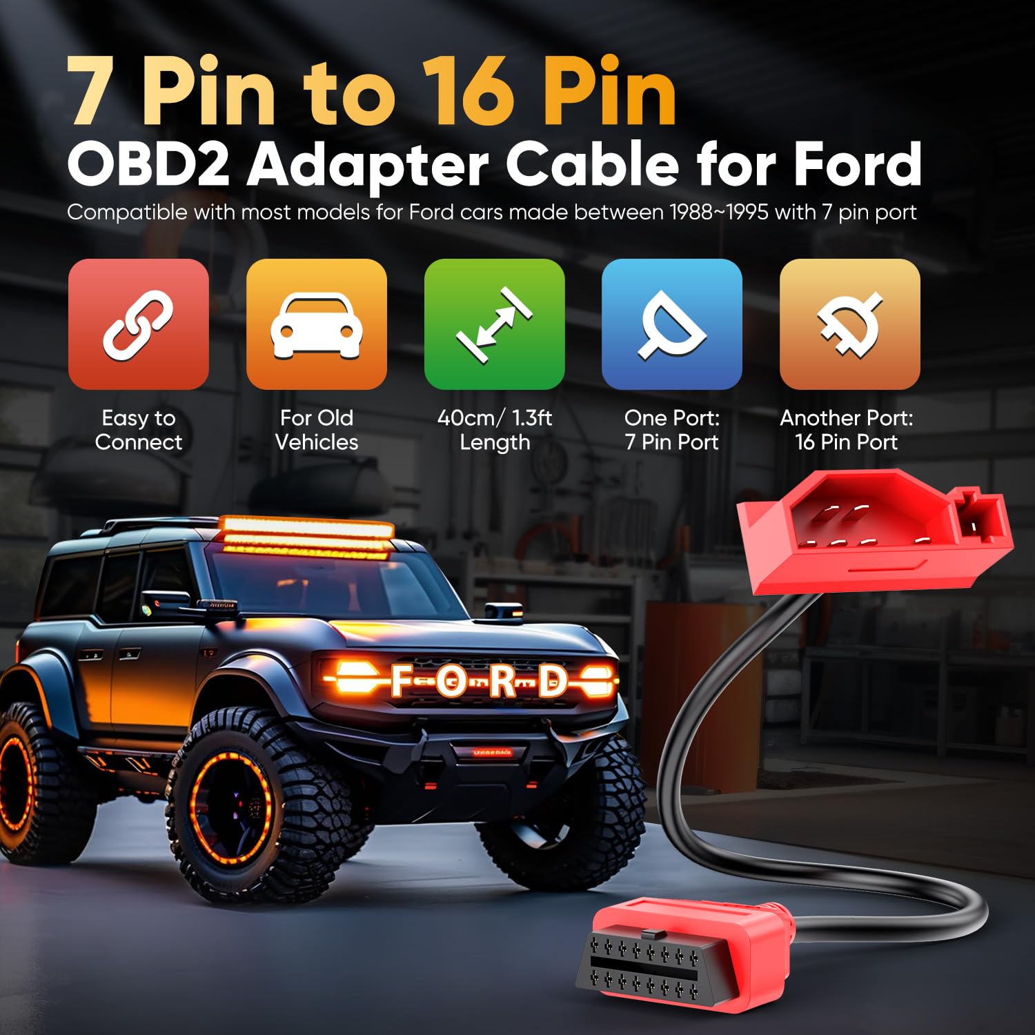Autel OBD2 adapter visible for Ford EFI 1985-1991 compatibility.