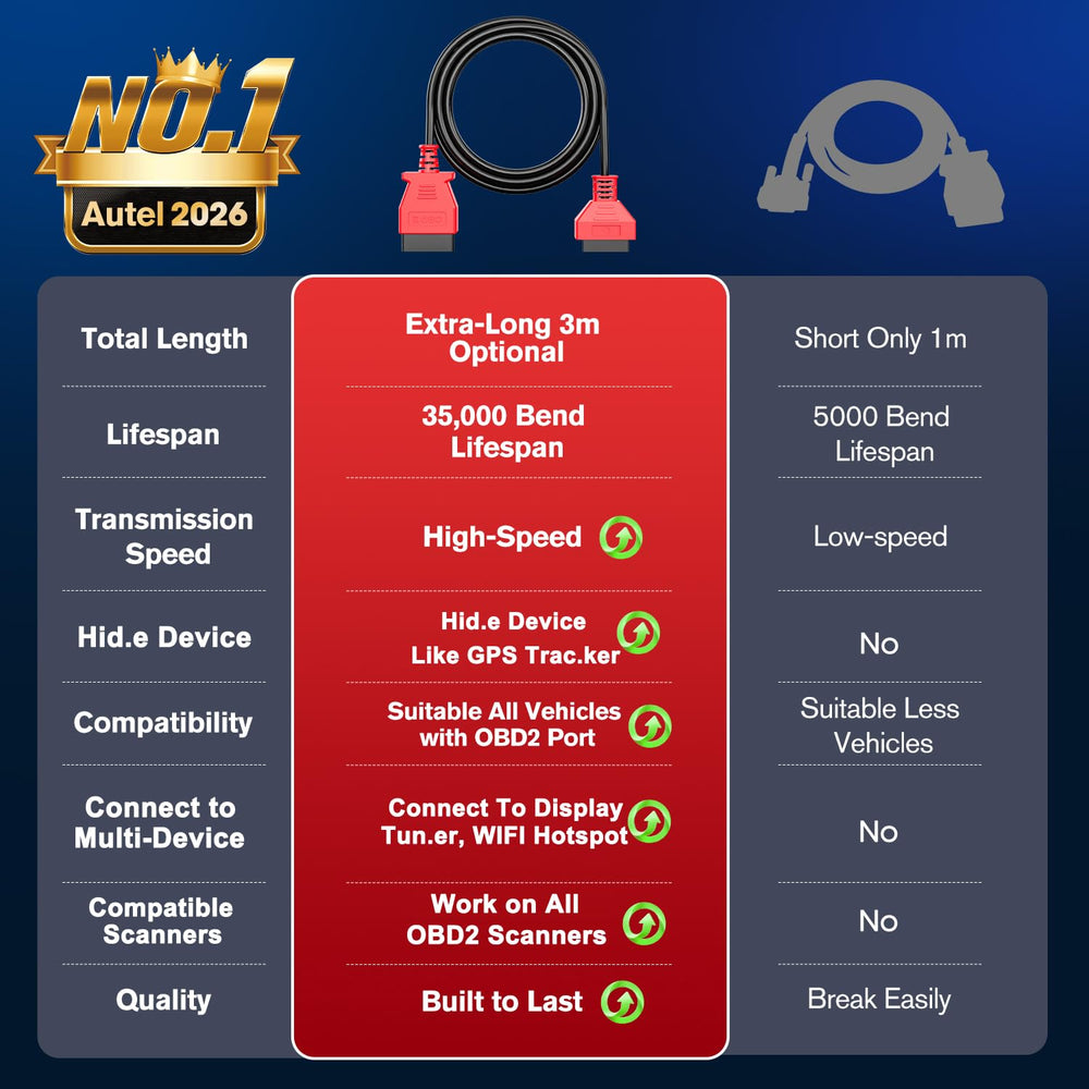 Autel OBD2 extension cable 10ft length increases repair space