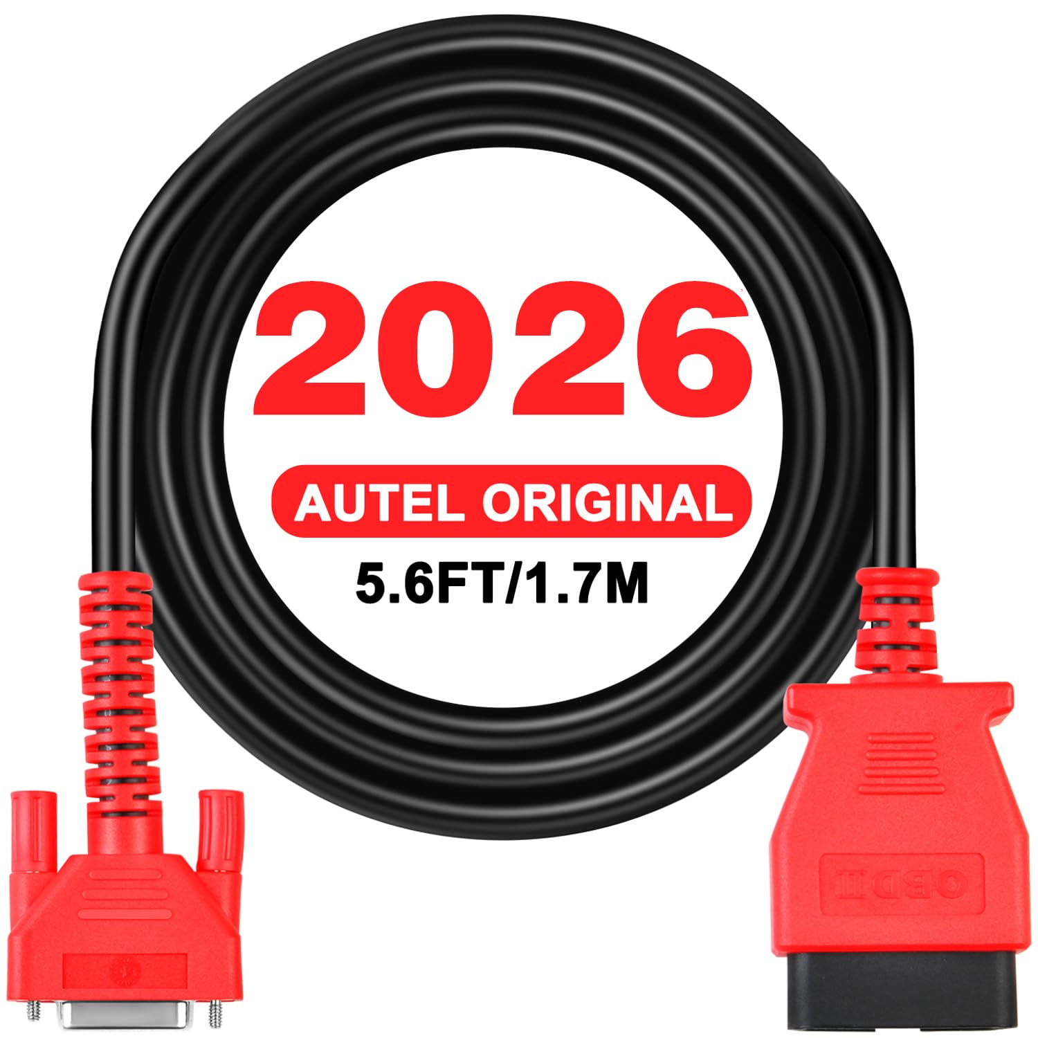Autel original OBD2 main test cable shows 5-6ft reach for flexible diagnostics.
