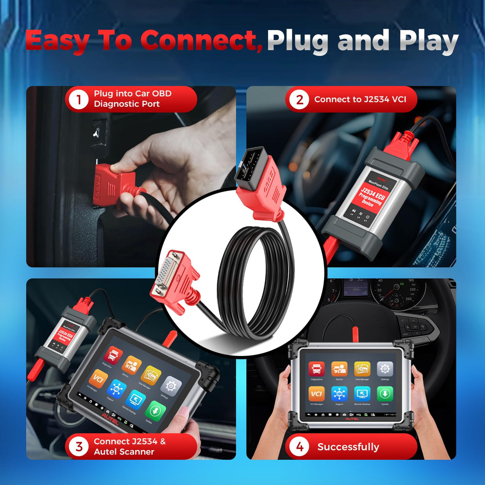 Plug-and-tighten screws on Autel main test cable for secure connection