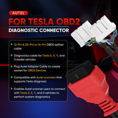 Autel TCAN003 20-pin connectors shown for Tesla models