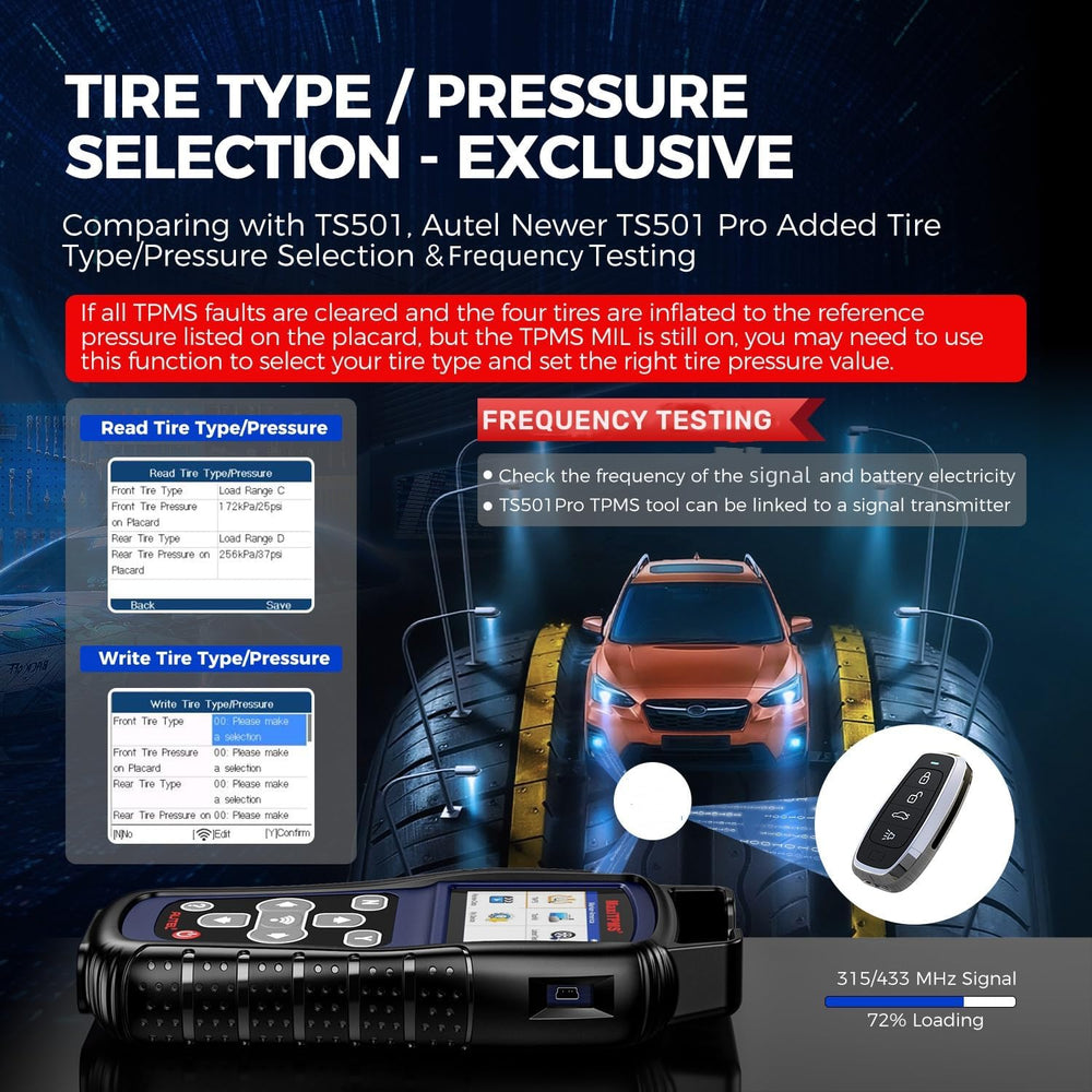 Autel TS501 PRO stationary and automatic relearn modes.