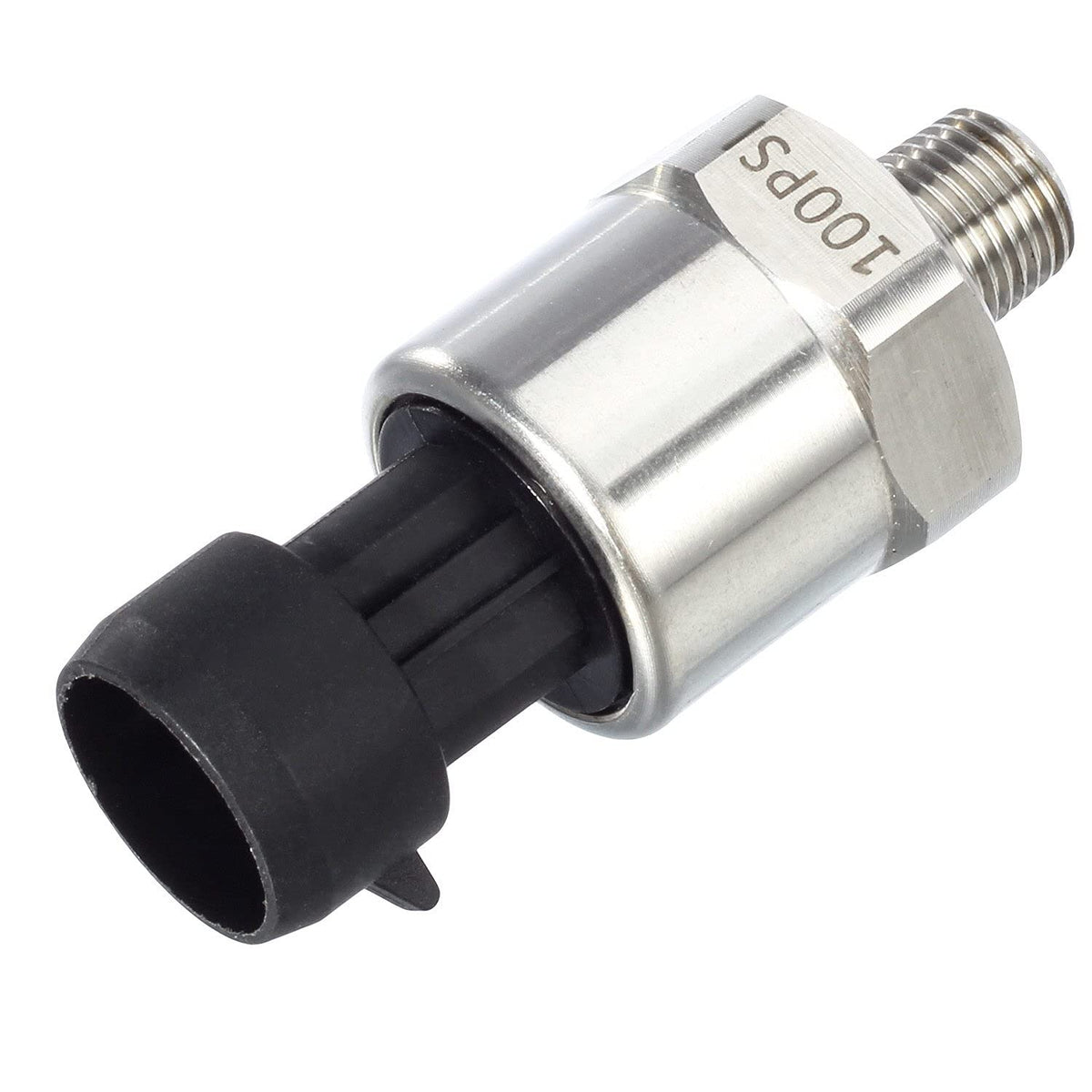 AUTEX 100psi transducer front view showing compact 316 stainless steel body for oil sensing