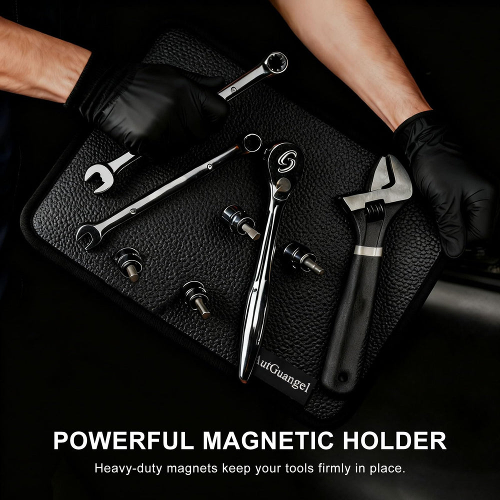 AutGuangel magnetic tool mat side profile highlights compact, durable workshop design.