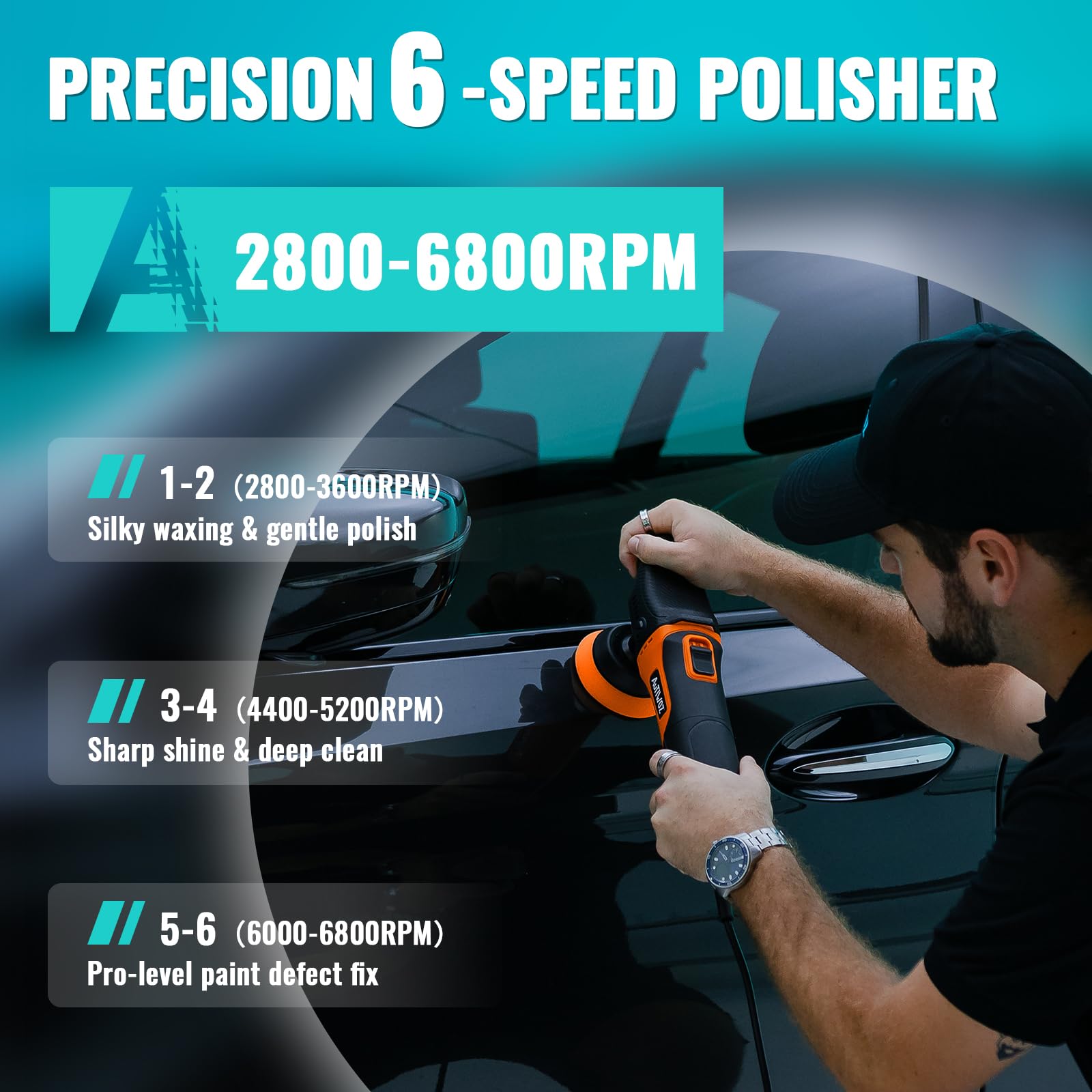 AUTIWOZ Mini Buffer Polisher 6-speed dial for tailored waxing and buffing