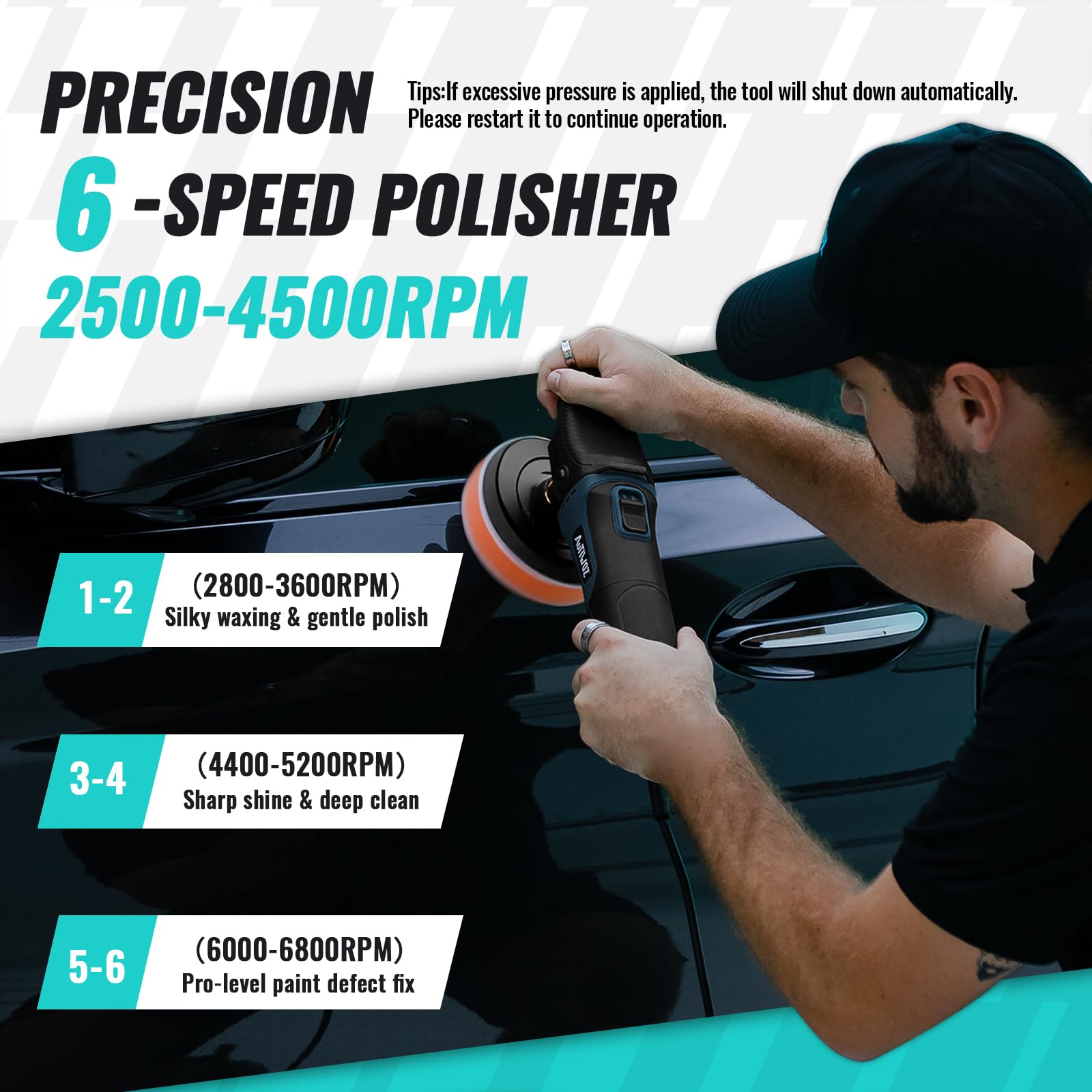 AUTIWOZ rotary polisher with six-speed control for precise surface work
