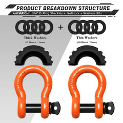 AUTMATCH 78 inch screw pin shackle provides stable connection for tow straps