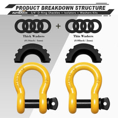 AUTMATCH D Ring Shackle 3-4 inch side view showing screw pin and rugged steel
