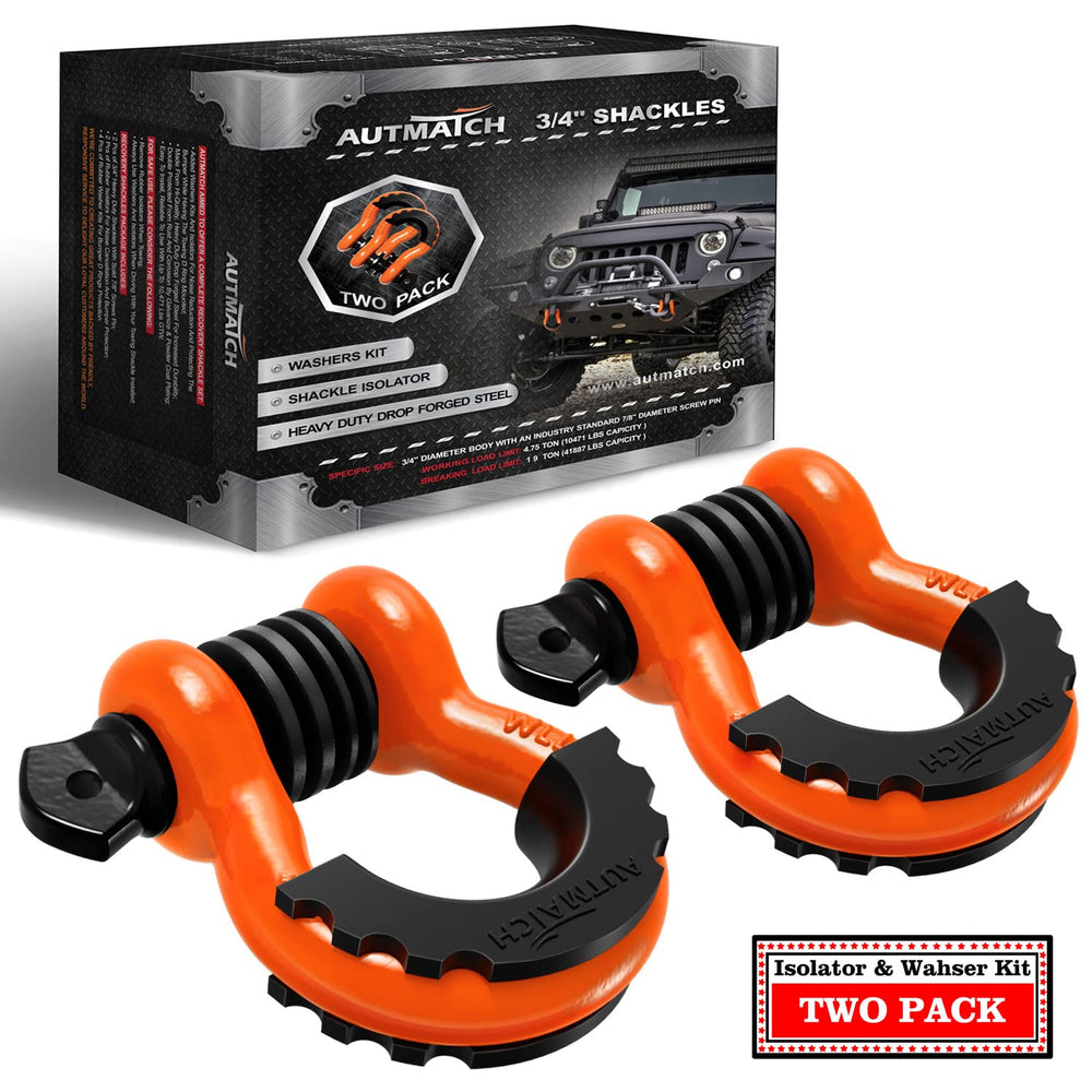 AUTMATCH D Ring Shackle 34 inch in orange and black for reliable off-road towing