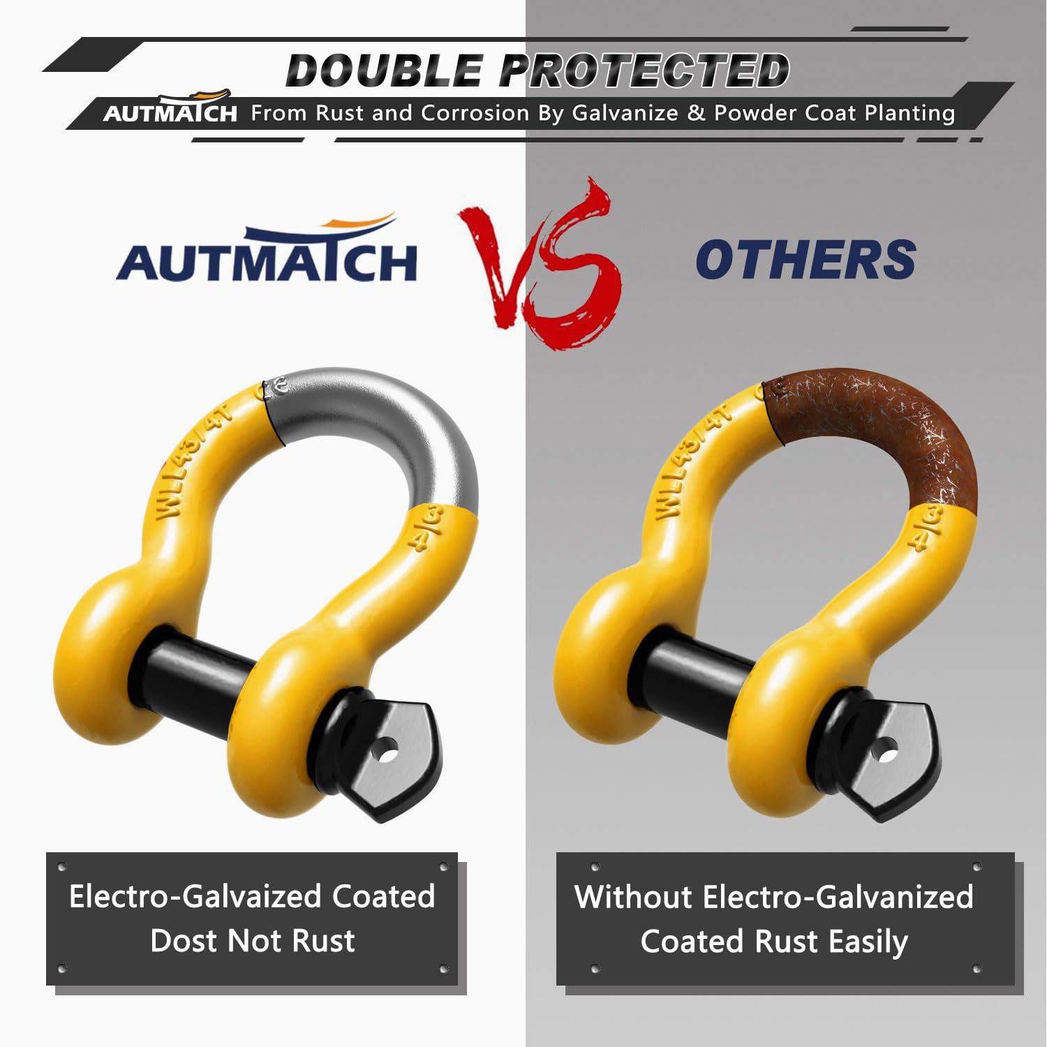 AUTMATCH D Ring Shackle recovery kit in action for ATVs, UTVs, and trucks