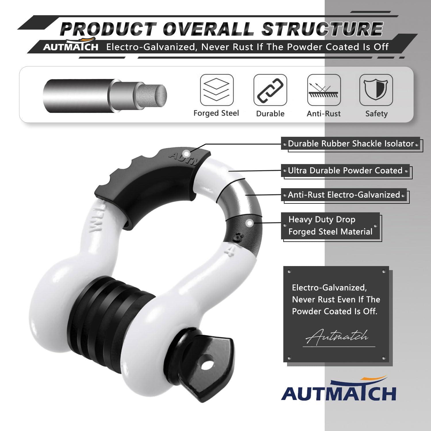 AUTMATCH galvanized and powder-coated finish resists rust in harsh weather.