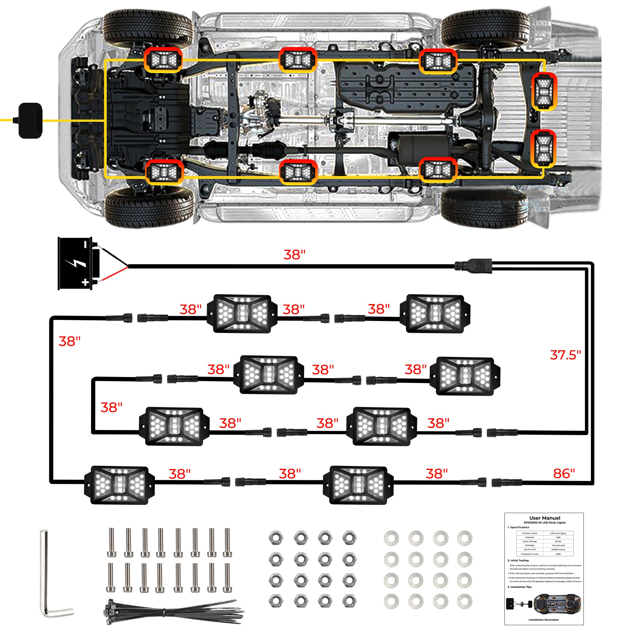 Auto Buero 2-pack connectors extension wires enable flexible, wide-area installations