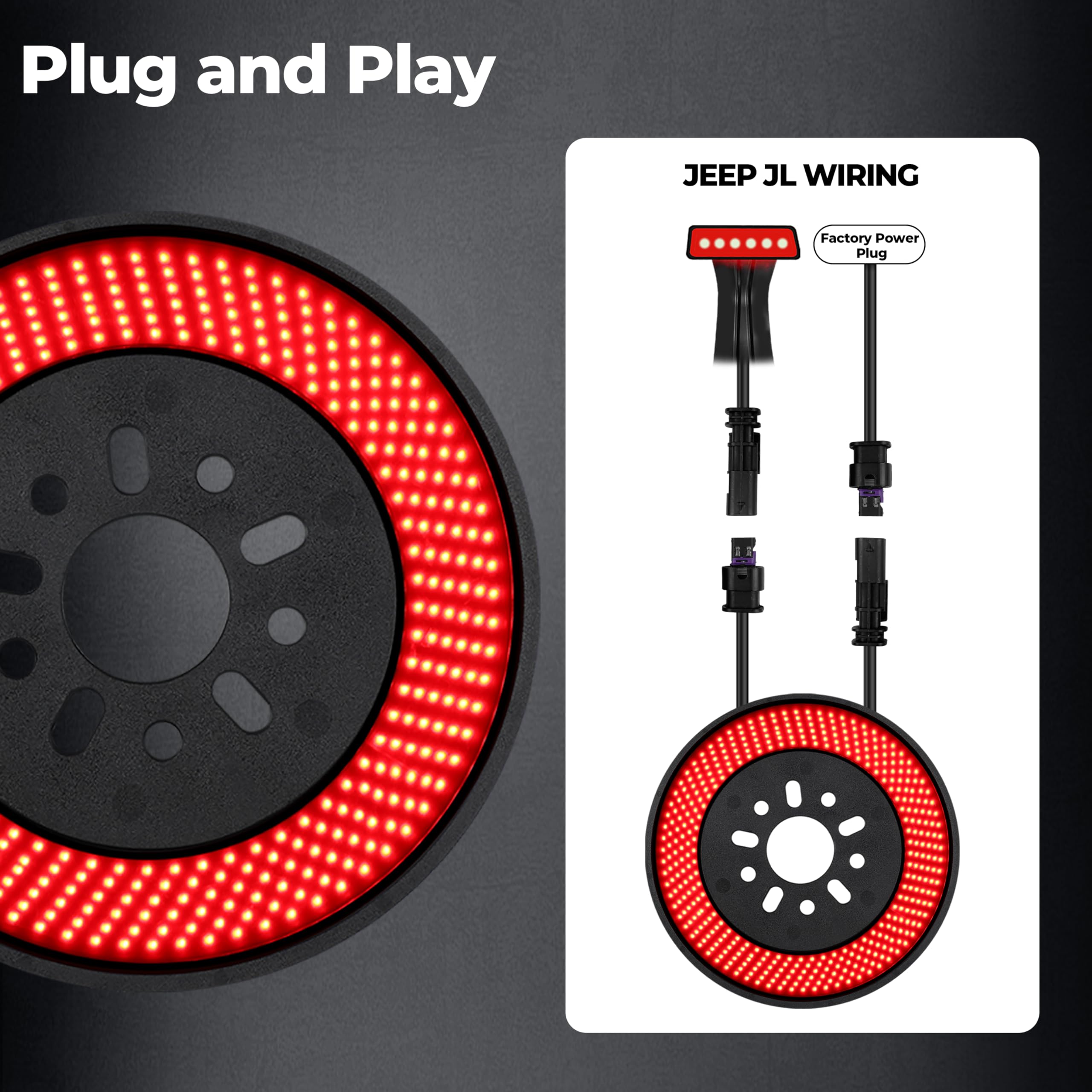 Auto Buero Jeep Wrangler JL/JLU brake light enhances rear visibility on the road