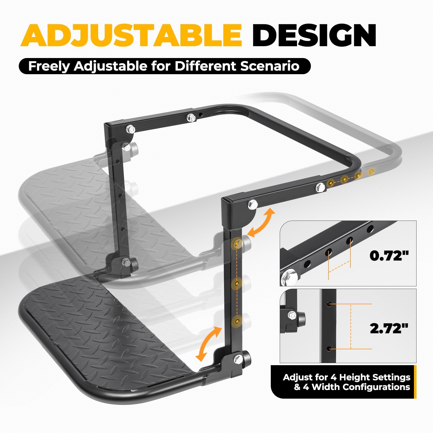 Auto Dynasty folding tire step with adjustable height for a stable stance.
