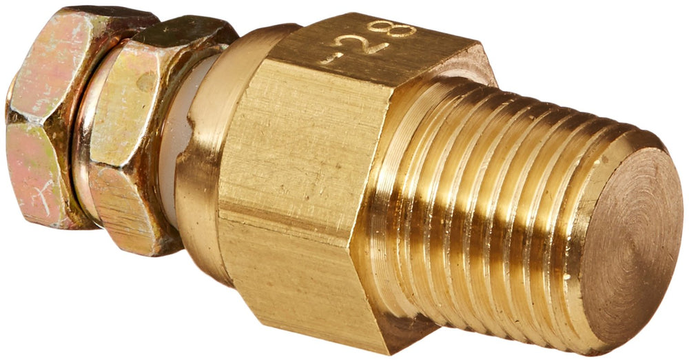 Auto Meter 2259 sender, side connection view, ideal for tight engine bays.