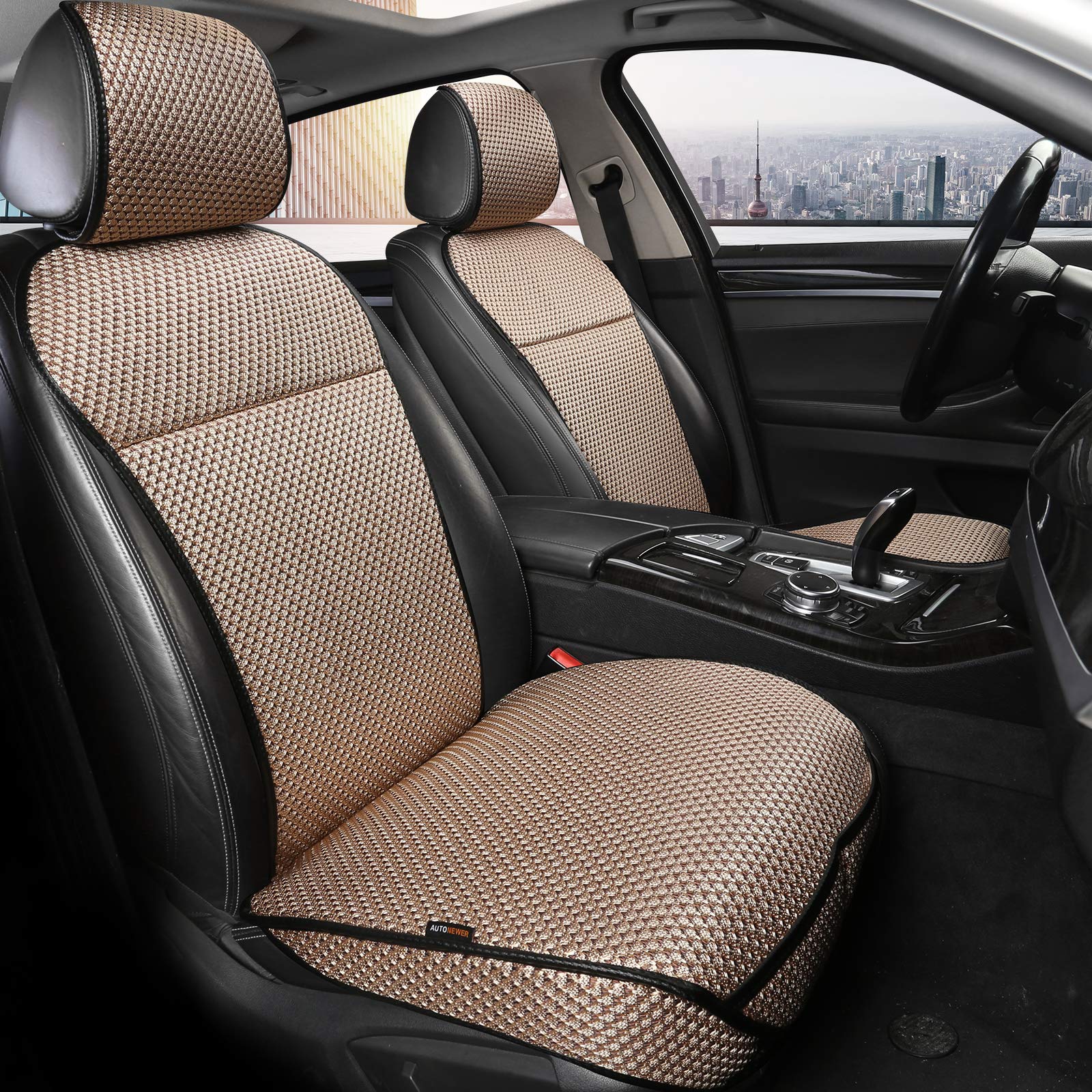 Auto Newer luxury breathable seat cover front view enhances comfort and style.