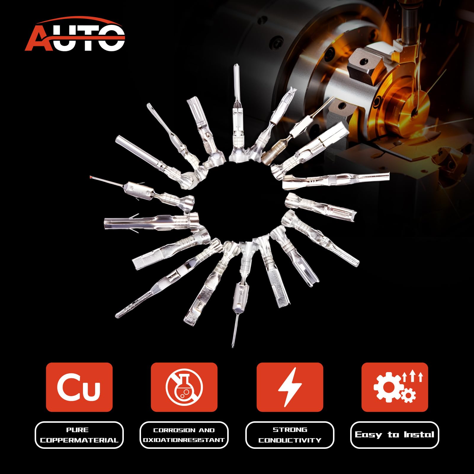 Auto Occasion male-female terminal pins ready for quick replacements in 12V systems