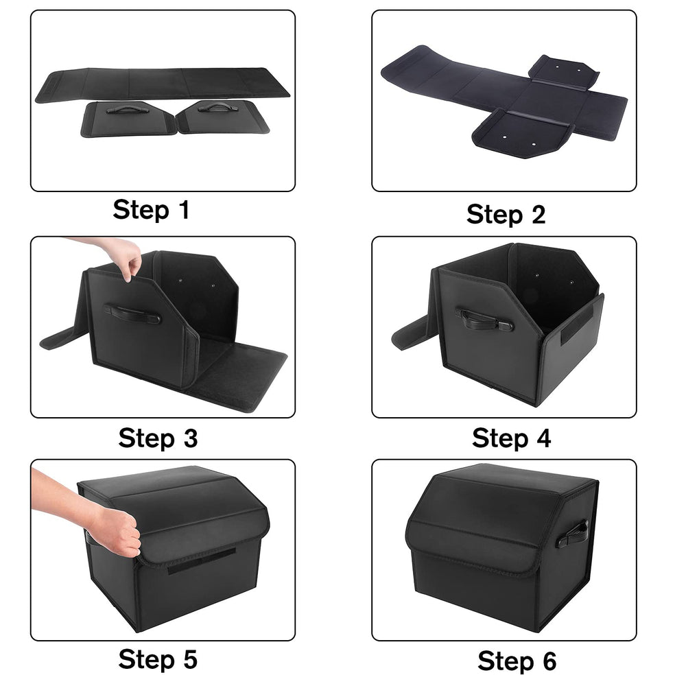 AutoARK folding trunk organizer folded for compact storage and quick stowaway.