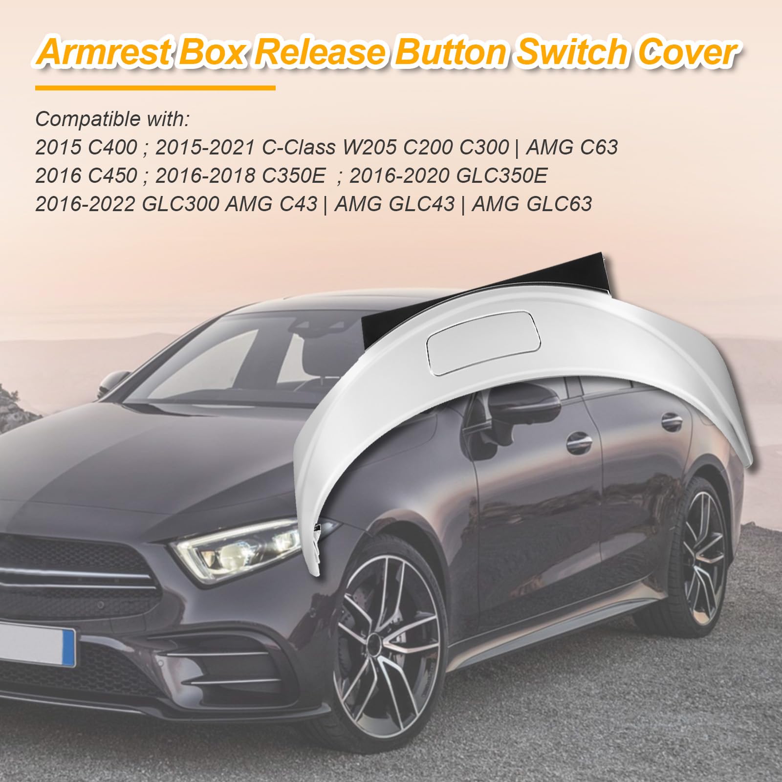 AUTOBABA console-cover release-button closeup highlights durable plastic material.