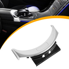 AUTOBABA front center console cover closeup shows precise fit for Mercedes.