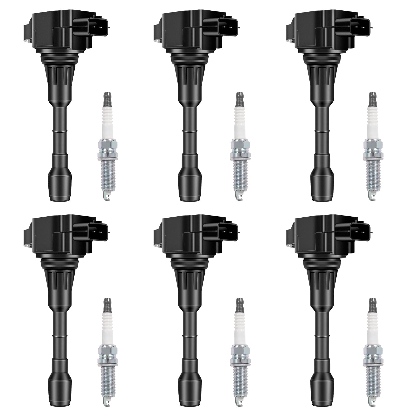 AUTOBABA ignition coil packs box shows ready-to-install set for Nissan/Infiniti engines.