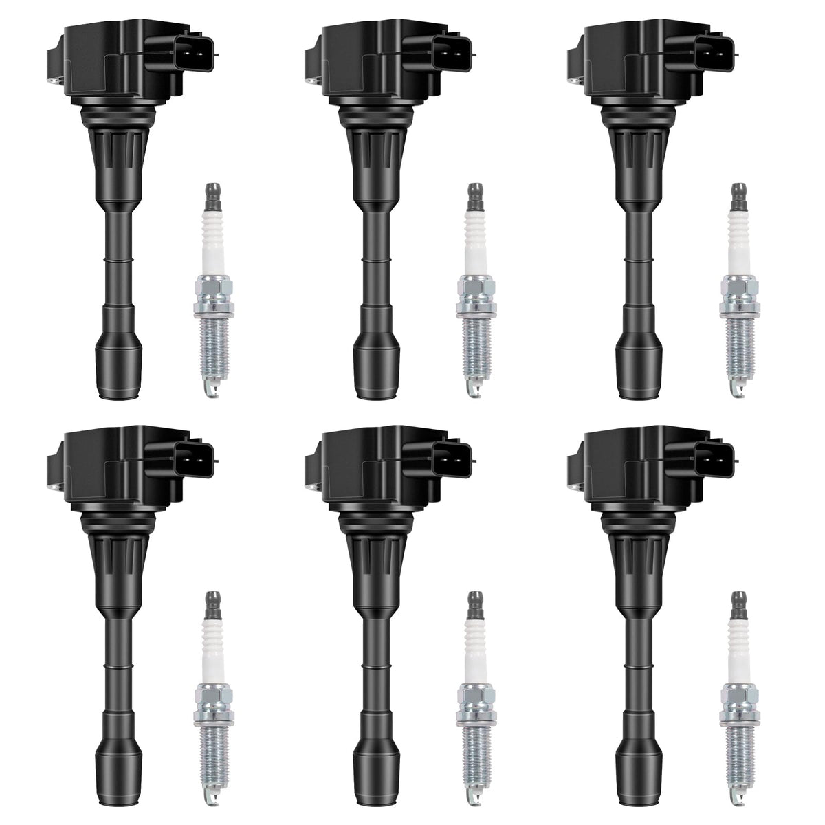 AUTOBABA ignition coil packs box shows ready-to-install set for Nissan/Infiniti engines.