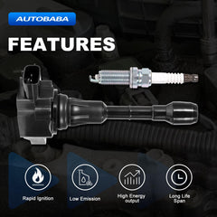 AUTOBABA iridium spark plug detail illustrating premium ignition components.