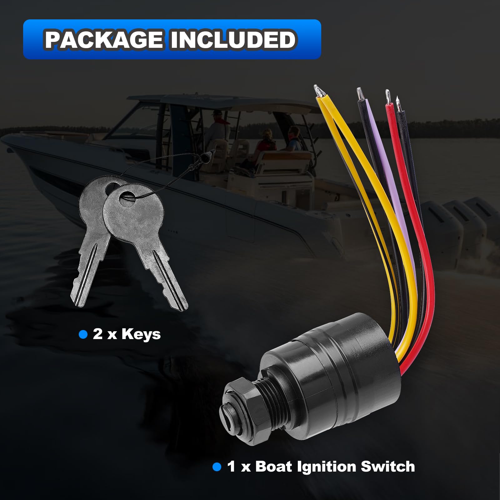 AUTOBABA ignition switch compatible with Mercury outboards on Mercury models.