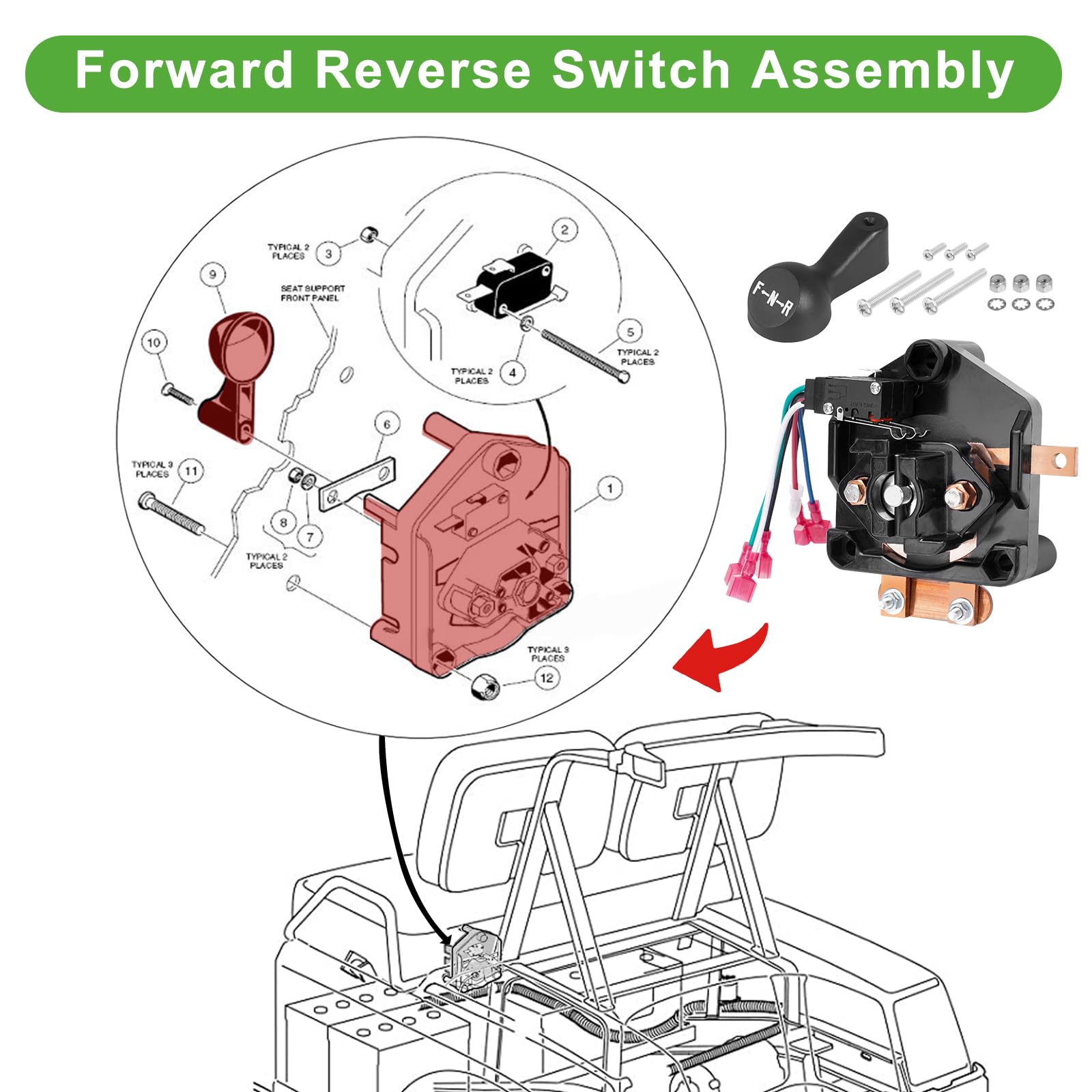 AUTOBABA switch housing with metal and reinforced plastic design.