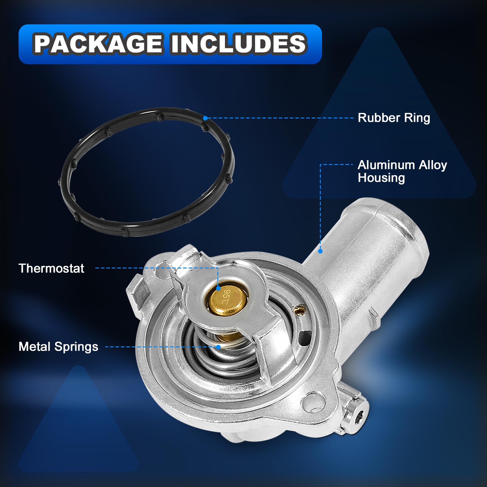 AUTOBABA aluminium thermostat housing silver finish for corrosion resistance.