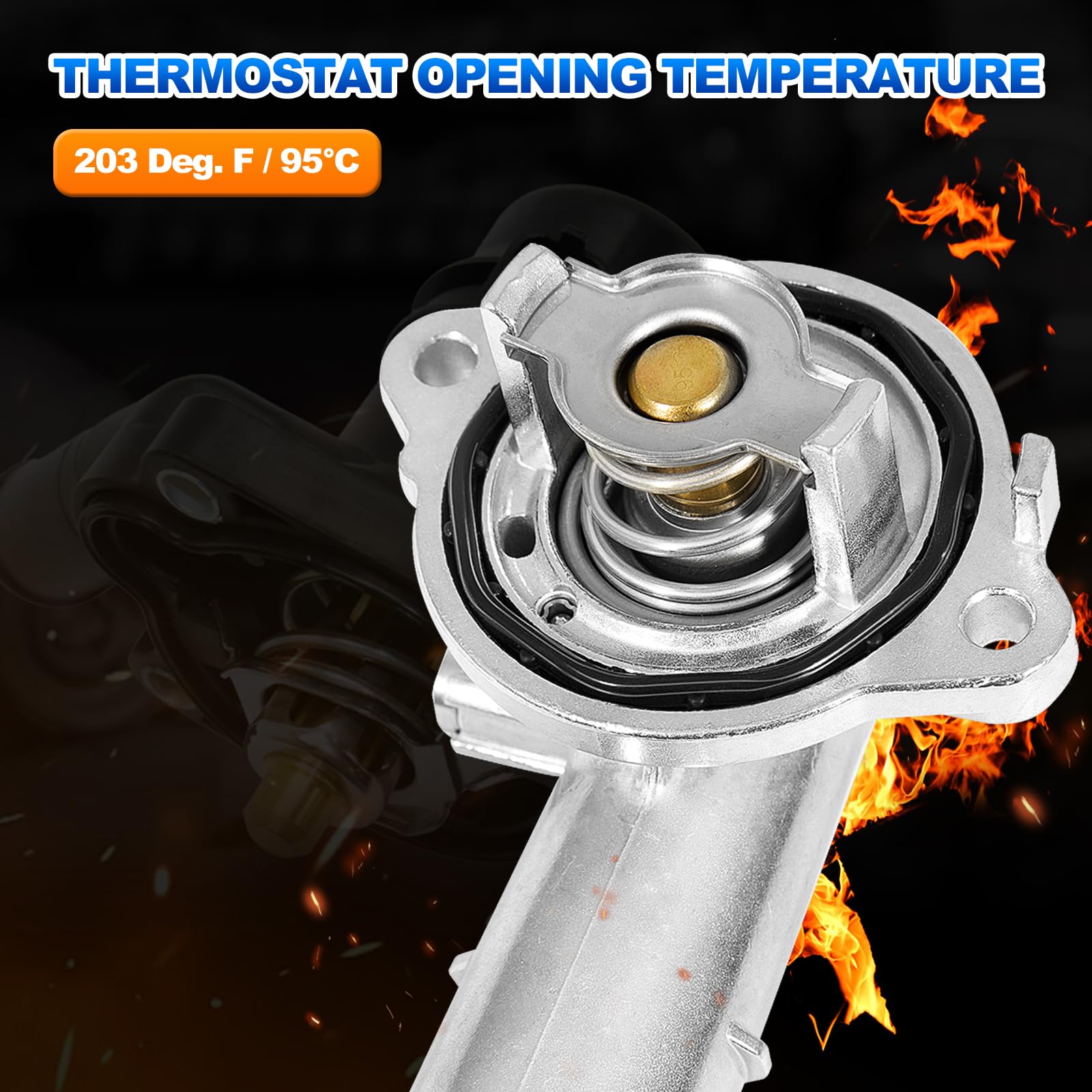AUTOBABA thermostat housing with thermostat included for automatic temperature regulation.