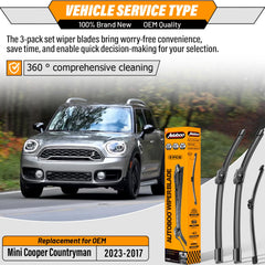 AUTOBOO front 21-inch wiper blade for Countryman boosts clear daytime view.