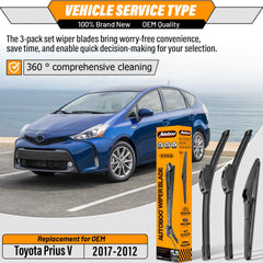 AUTOBOO Prius V 19-inch blade delivers smooth wipe across windshield.