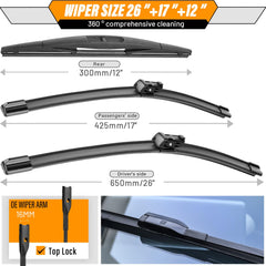 AUTOBOO 12-inch rear wiper blade for Honda HR-V keeps rear window clear.