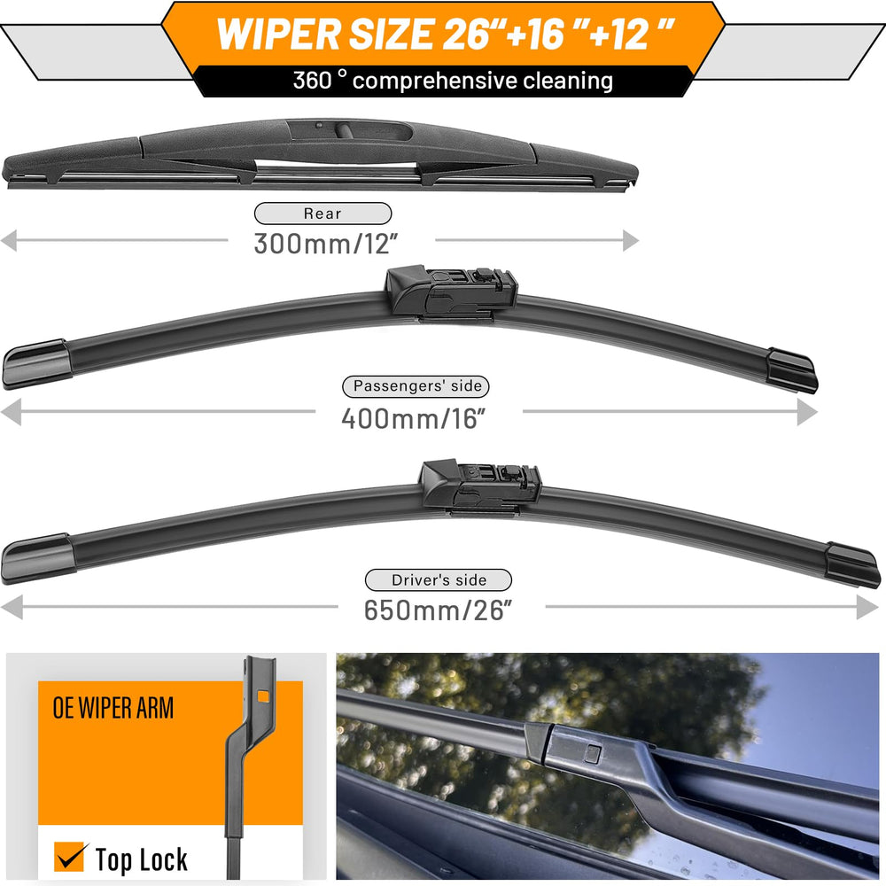 AUTOBOO 12-inch rear wiper blade maintains rear visibility in rain on Crosstrek