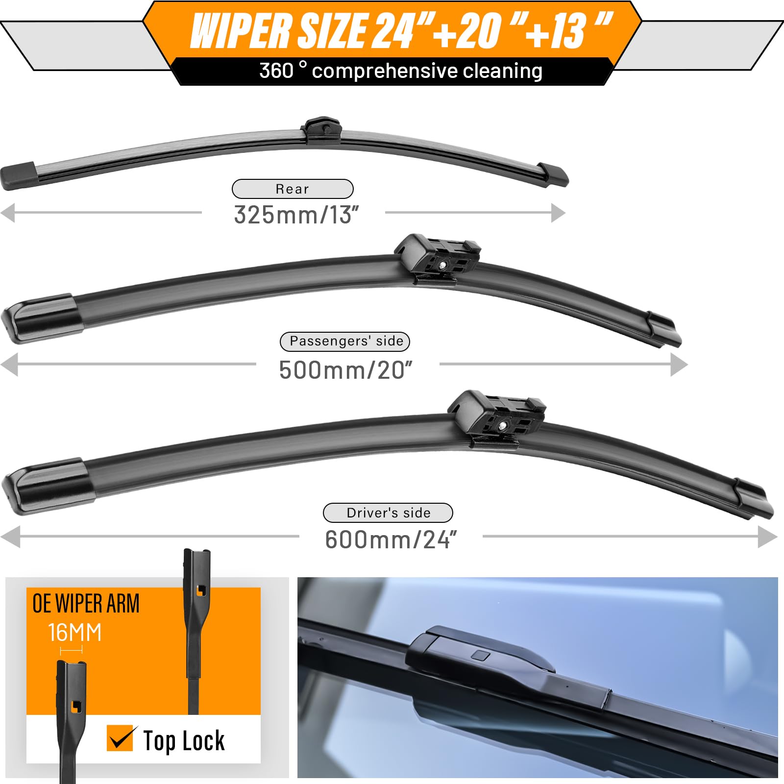 AUTOBOO 13-inch rear wiper blade for Audi Q5 ensures rear visibility.