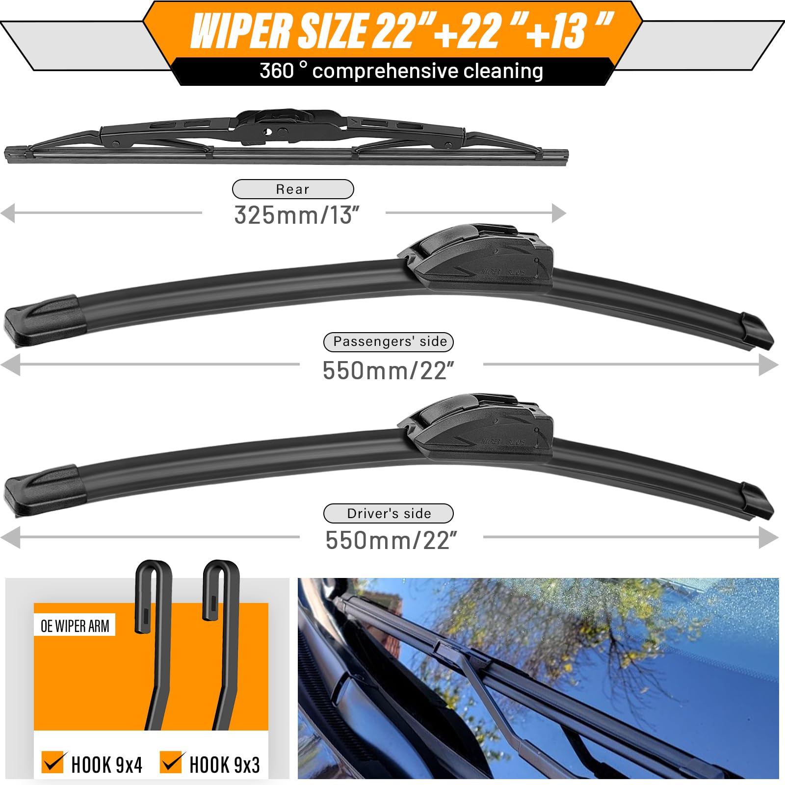 AUTOBOO 13-inch rear wiper blade for Chevy Tahoe Suburban in rain