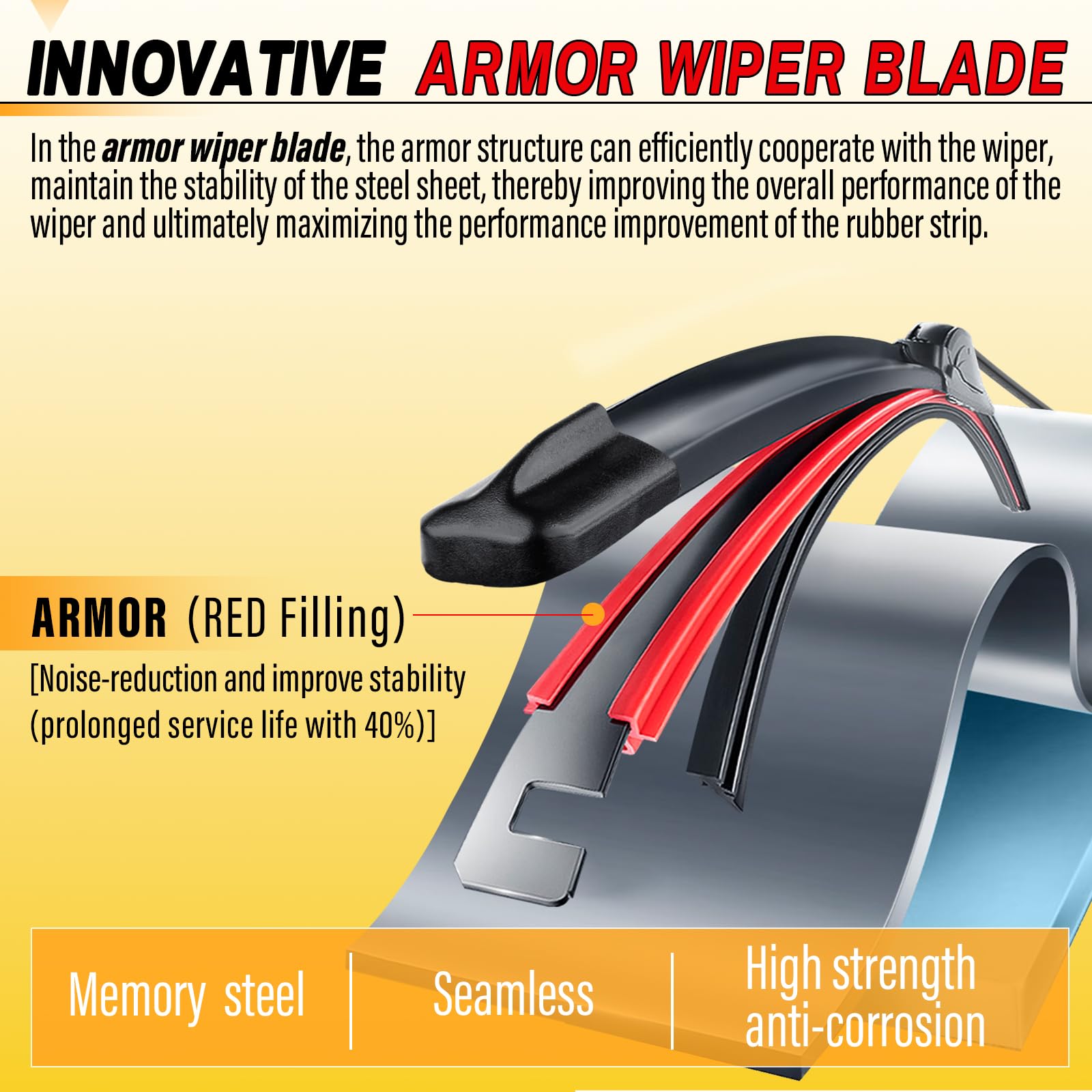 AUTOBOO 13-inch wiper installation close-up demonstrates quick, adapter-free setup.