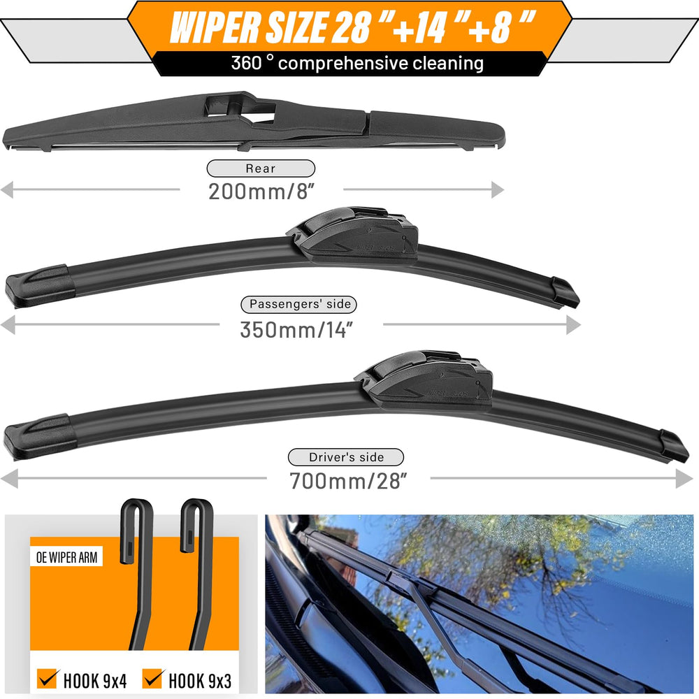 AUTOBOO 14-inch windshield wiper front-prius-c close-up for precise contact.