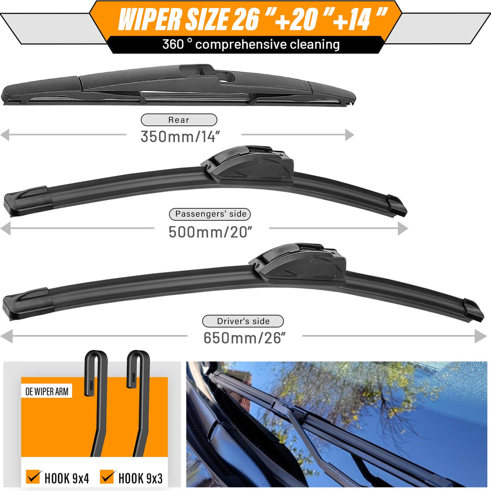 AUTOBOO 14-inch rear wiper blade delivers quiet rear coverage