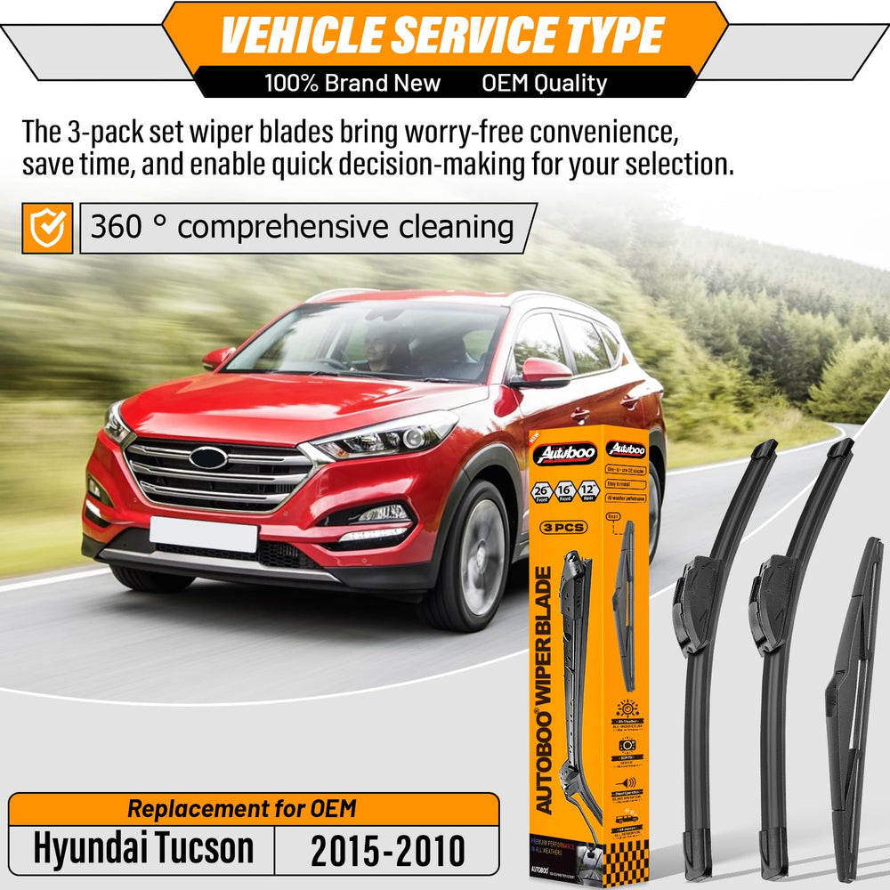 AUTOBOO 16-inch right wiper blade ensures all-season reliability for Tucson